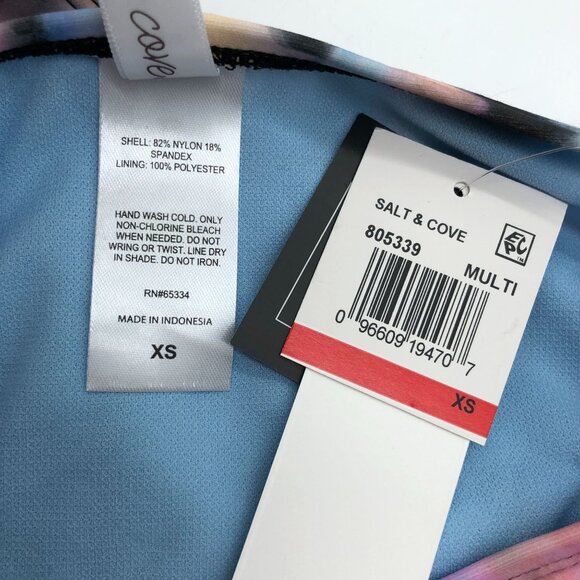 Salt & Cove Tie-Dye High-Waist Bikini Swim Bottom Pink Black Multicolor XS - Picture 7 of 8